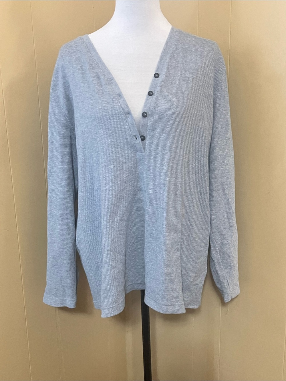 Light Blue V-Neck Button Pullover Sweater Size 1X